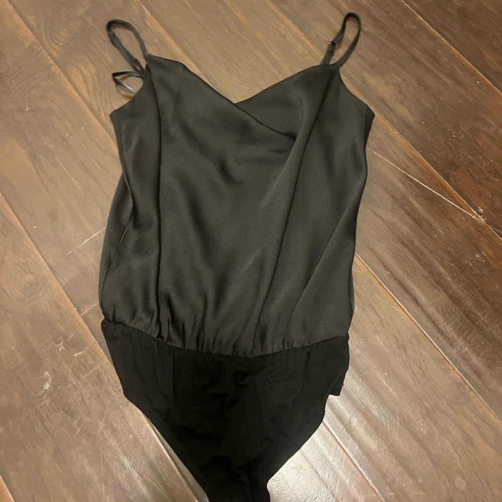 Chic Black Cowlick Bodysuit